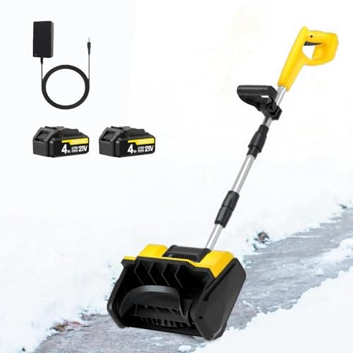 Cordless Snow Shovel, 21V Electric Cordless Snow Blower with Battery and Charger, 19FT Throw Distance, Lightweight 9.9lb for Driveway, Steps, Patio, Sidewalk(Yellow)
