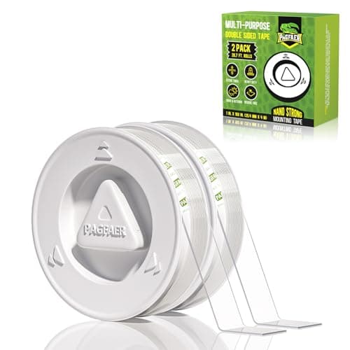 PAGFAER Double Sided Tape Heavy Duty, 2 PCS Extra Large 160 Inch Nano Tape, Transparent Strong Double Sided Adhesive Mounting Tape, Clear Picture Hanging Strips for Wall, Poster, Carpet, Craft