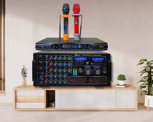 IDOLMAIN IDOlmain 6000W Mixing Amplifier IP-5900 and A Pair of Newest Wireless Microphones UHF-X2D Karaoke Combo