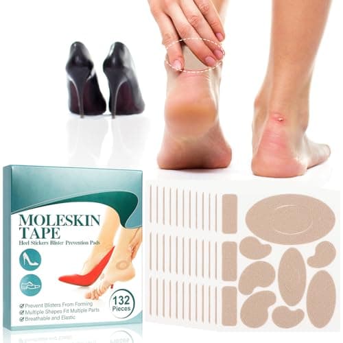 132PCS Moleskin Adhesive Pads for Feet, Flannel Adhesive Pads, Blister Prevention Padding Avoid Skin Blister, Foot Protection for Heels (12 Sheets)