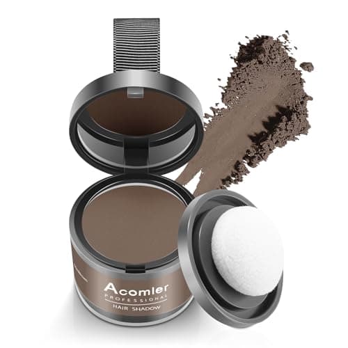 Acomler Root Cover Up Powder for Thinning Hair, Grey Coverage, and Bald Spots - Medium Brown for Hairline Shadow and Beard Line