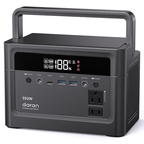 Portable Power Station 350W (700W Peak), 288Wh (90,000mAh) LiFePO4 Battery Mini Solar Generator, Power Bank with AC DC Outlet, 7-Port Design for Emergency, Hurricane(Solar Optional)