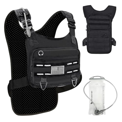 PORTHOLIC Hydration Running Vest with 1.5L Water Bladder, Reflective Vests with Pockets, Chest Pack with Adjustable Straps, Lightweight Trail Gear for Marathon, Cycling, Hiking, Climbing, Men, Women