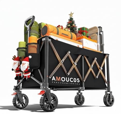 Wagons Carts Foldable, 350LBS Collapsible Wagon with 360° Rotating Wheels, Brakes, and Side Pocket, Large Capacity 160L Wagon Cart for Shopping, Park, Camping and Outdoor Use