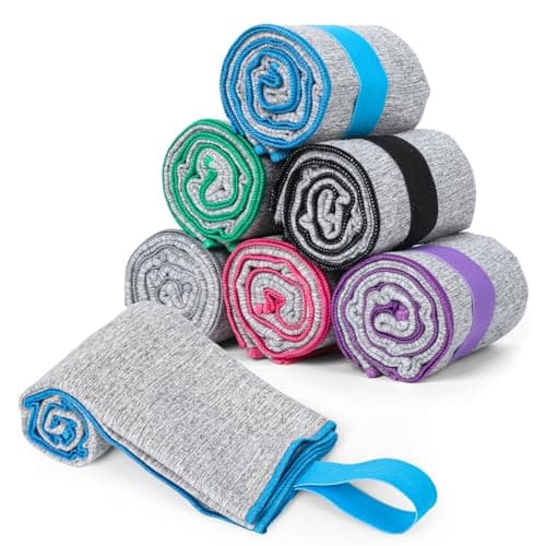 KISS QUEEN 6 Pack Microfiber Gym Towels Quick Dry Lightweight Sweat Towel for Men Women Working Out Fitness Tennis Running Hiking Cycling Fishing Camping(6 Pack(Grey))