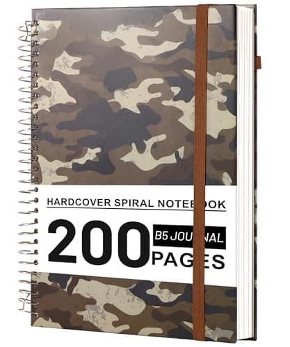 Yoment Hardcover Notebook 7 x 10 B5 Spiral Bound Journal College Ruled, 200 Pages, Notebooks for Work School, Journals for Men Women Kids, Brown Camouflage