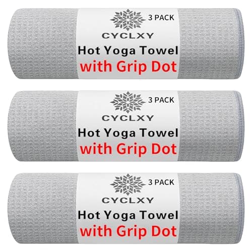 CYCLXY 3 Pack Yoga Mat Towels with Grip Dot, Hot Yoga Towel Non Slip Yoga Mat Towel Non-Slip Sweat Absorbent Anti-Slip Yoga Towel for Bikram,Pilates