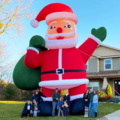 Giant 20Ft Premium Christmas Inflatable Santa Claus with Blower Blow up Christmas Decorations Outdoor Holiday Decor for Outdoor Yard Lawn Christmas Party (Without Build-in LED Lights)