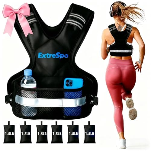 ExtreSpo Adjustable Weighted Vest for Women and Men, 11-20lb Weight Vest with 6 Ironsand Weights, Body Weight Vest Exercise Set with Reflective Strip for Strength Training and Workout