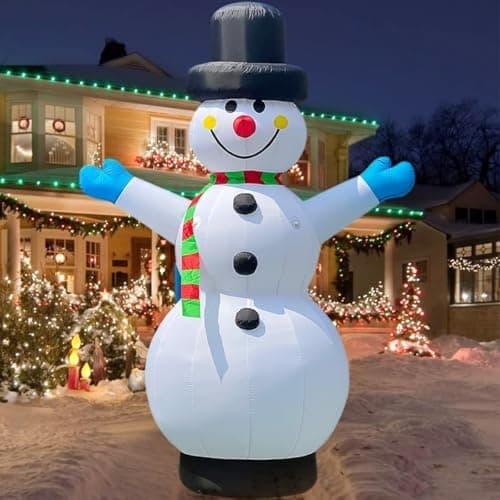 Giant 13Ft Christmas Inflatable Snowman with Blower Blow up Snow Man Christmas Decorations Outdoor Holiday Decor for Outdoor Yard Lawn Christmas Party (Without Build-in LED Lights)