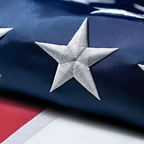 American Flag 6x10 FT Outdoor, Heavy Duty High Wind Extra Large US Flag, Embroidered Stars, 3 Brass Grommets, Oversized Indestructible Tough USA Flags Suitable for Outside