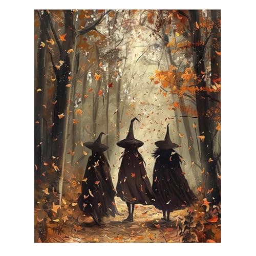 Reivworl Fall Paint by Numbers Kit for Adults, Witch Paint by Numbers, Adult Paint by Number Kits for Gifts and Home Wall Decor 16x20 Inch