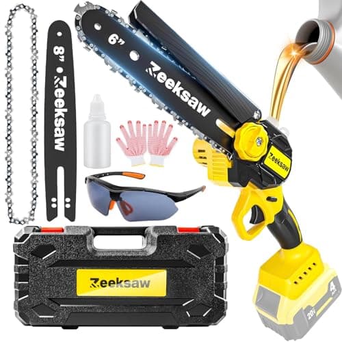 Mini Chainsaw Cordless 8 Inch & 6 Inch for De-Walt Battery 20V MAX, Electric Battery Powered Chainsaw With Auto Oiler & TOOL-FREE, 2-IN-1 Hand-Held Electric Chain Saw For Tree Wood Cutting(NO BATTERY)