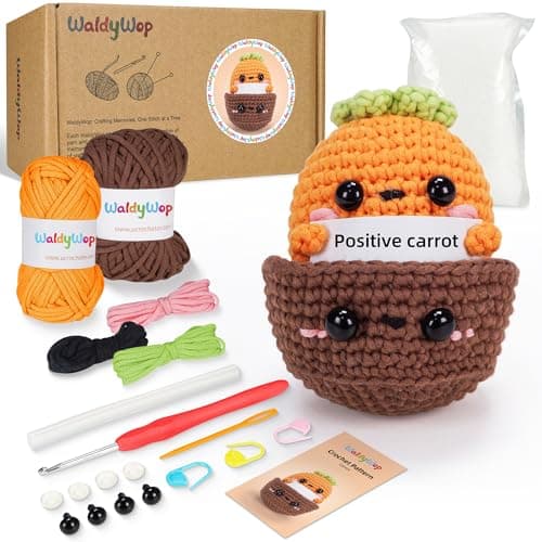 WaldyWop Beginner Crochet Kit for Kids: Wobbles Crocheting Starter Kits for Girls - Learn to Crochet Set w/Step-by-Step Video - Complete Knitting Kit, Easy Crochet Yarn, Birthday Gifts for Women