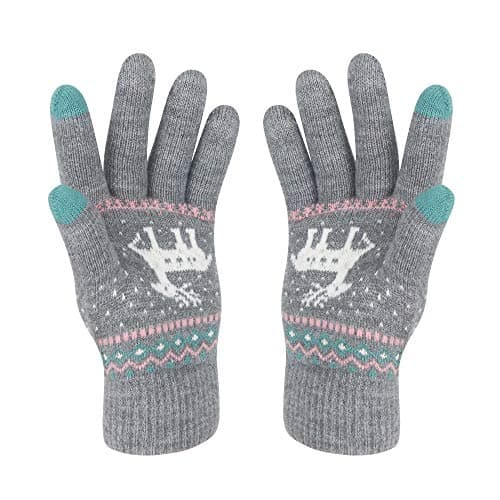 HÖTER Winter Touch Screen Gloves Snow Flower Printing Keep Warm for Women and Men