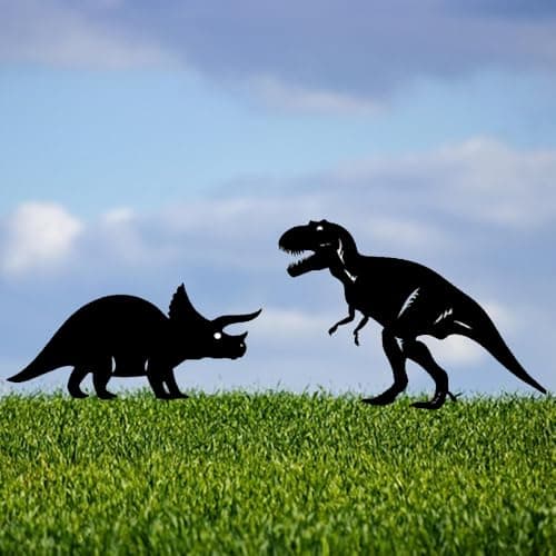JMsuertes Dinosaur Metal Decorative Garden Stakes Dinosaur Gifts for Women Men Mom Birthday Gifts Silhouette Statues for Garden Decor, Yard Art, Patio, Outside, Lawn Ornaments, Outdoor Decorations