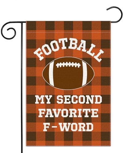 Guaikeai Funny Football Garden Flag Buffalo Check Plaid 12 x 18 Inch Double Sided, Football Party Decorations Autumn Thanksgiving Outside Décor for Home Yard Farmhouse