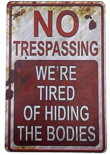 AIQIBAO Metal Vintage Tin Sign Decor-Warning No Trespassing Danger Signs for Outdoor Home Business Retro Art Sign 12" X 8"