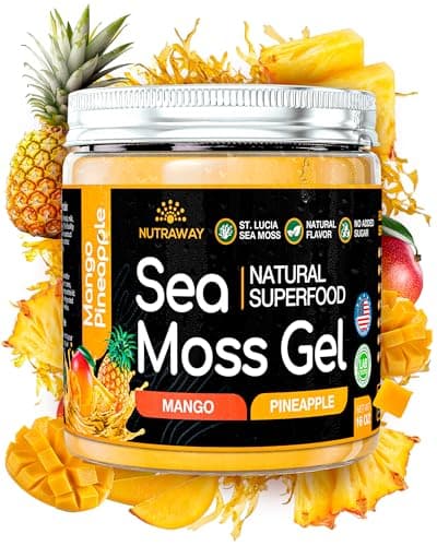 NUTRAWAY LABS Mango Pineapple Sea Moss Gel - Wildcrafted Irish Sea Moss with Real Fruit for Immune Support - Vegan, Sugar-Free Superfood, Tropical Flavor, 16oz