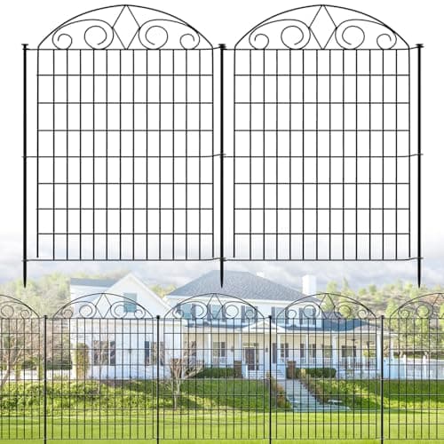 SUNLAX 10 Panels Garden Fence 24ft(L) x 40in(H) Fencing Tall for Yard Dog Pet Fence No Dig Temporary Fence Barrier for Outdoor Patio Without Gate