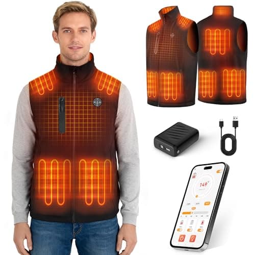 Starines Heated Vest for Men Women with APP & Button Control, Mens Heated Vest 20000mAh Battery Pack Included, 3 Level 8 Heating Zone Electric Heating Vests for Hunting Hiking Skiing Christmas Gift XL