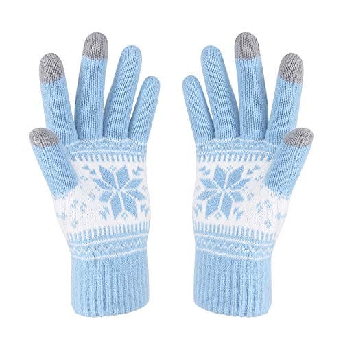HÖTER Winter Touch Screen Gloves Snow Flower Printing Keep Warm for Women and Men