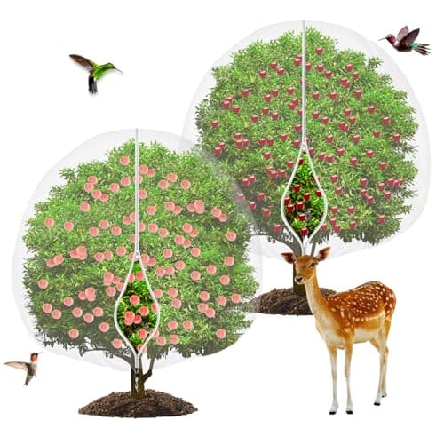 2 Pack Winter Fruit Tree Netting Sets with Zipper Drawstring, Reusable Blueberry Bush Netting Cover, Bird Netting for Garden Protection (7.9 * 7.9ft)