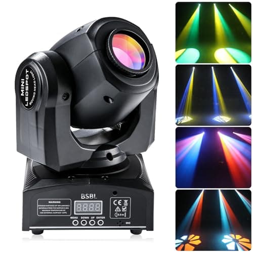 BSBL LED Moving Head DJ Lights 30W Spotlight with 8 GOBO 15 Color by DMX512 and Sound Activated Control - Mini Stage Lighting for Parties Disco Wedding Church Live Show KTV Club...(1 Pack)