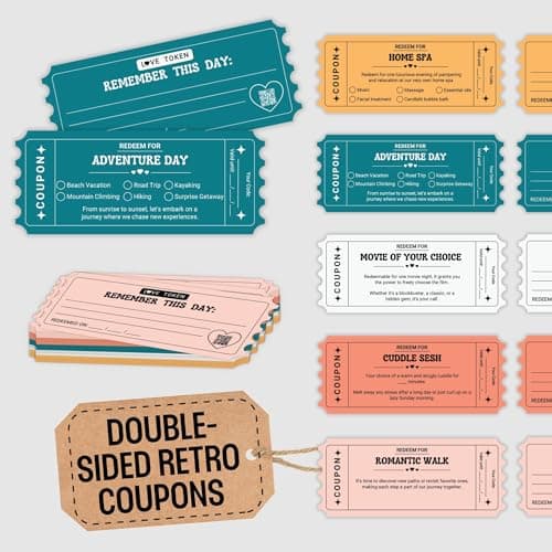 STOFINITY Blank Coupon Book For Him - 35 Love Coupons For Her, Blank Coupon Cards To Fill In, Valentine Gift Voucher Couple Coupon For Wife Husband, Birthday Gifts For Boyfriend From Girlfriend