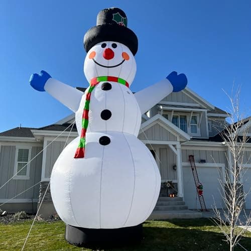 Electron Beast Giant 26Ft Christmas Inflatable Snowman with Blower for Christmas Yard Decorations Outdoor Yard Lawn Xmas Party Blow up Decoration (Without Build-in LED Lights)