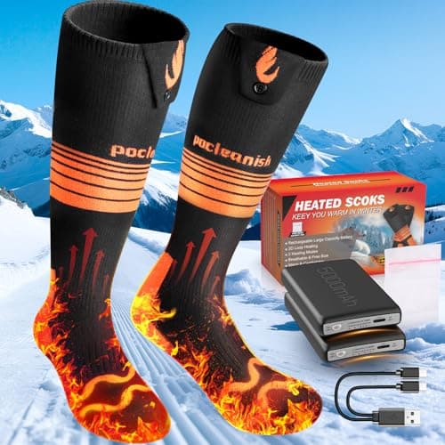 Heated Socks for Men Women, Upgraded Rechargeable Electric Heated Socks with 4 Heating Levels, Battery Operated Heated Socks Washable Warm Socks for Outdoor Working Hunting Camping Hiking Skiing