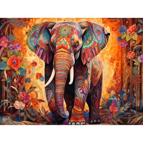 Lophomie Diamond Art Kits for Adults, 5D DIY Elephant Diamond Painting Kits for Adults Beginners, Diamond Dots Kits Gem Arts Crafts for Home Wall Decor 16x12 Inch