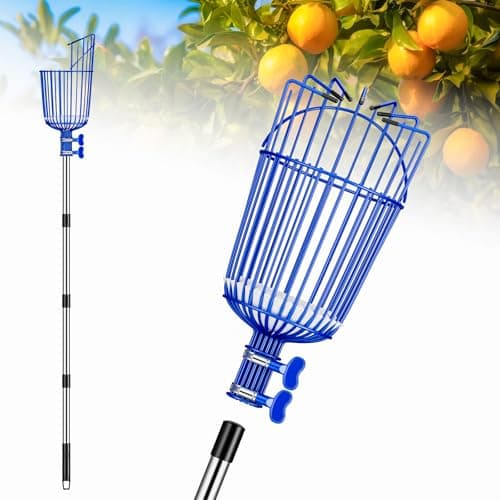 Ginbel Direct Fruit Picker Pole with Basket Segmented Fruit Picker Pole Tool for Apple Avocado Cherry Lemon Mango Orange Peach Picking(40-130")