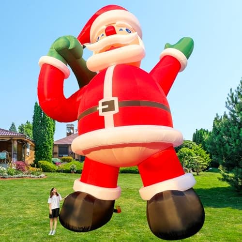 Giant 33Ft Premium Christmas Inflatable Santa Claus with Blower Blow up Christmas Decorations Outdoor Holiday Decor for Outdoor Yard Lawn Christmas Party (Without Build-in LED Lights)