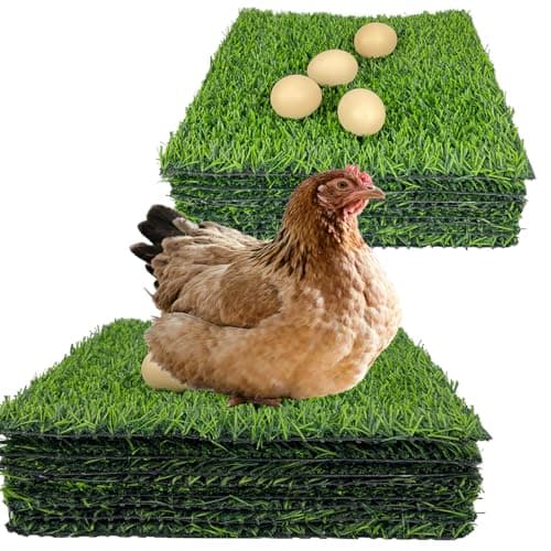 Neehows 8 Pack Chicken Nesting Pads for Chicken Coop, 11.8"x11.8" Reusable Plastic Artificial Grass Nesting Box Pads Washable Laying Eggs Turf Egg-Protecting Mats for Coops, Pets & Crafts - Green