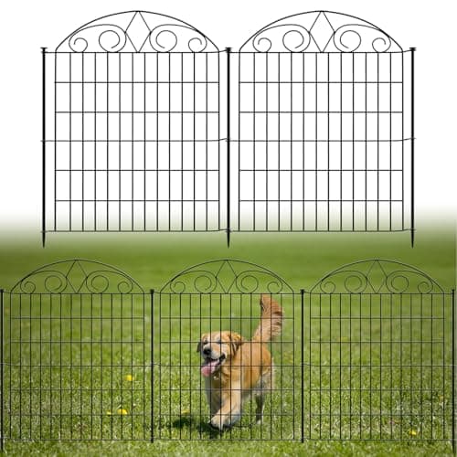 SUNLAX 10 Panels Garden Fence 24ft(L) x 32in(H) Fencing Tall for Yard Dog Pet Fence No Dig Temporary Fence Barrier for Outdoor Patio with Gate