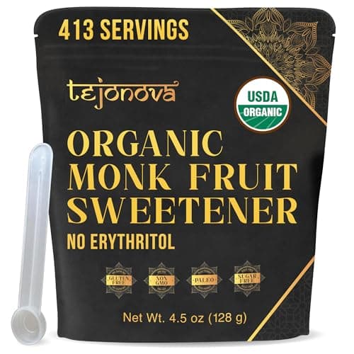 Organic Monk Fruit Powder, Pure Monk Fruit Sweetener No Erythritol, Monkfruit Sweetener Pure Goodness, Monk Fruit Sugar Susbtitute, Monk Fruit Extract Powder, 4.5oz 413 servings, by tejonova