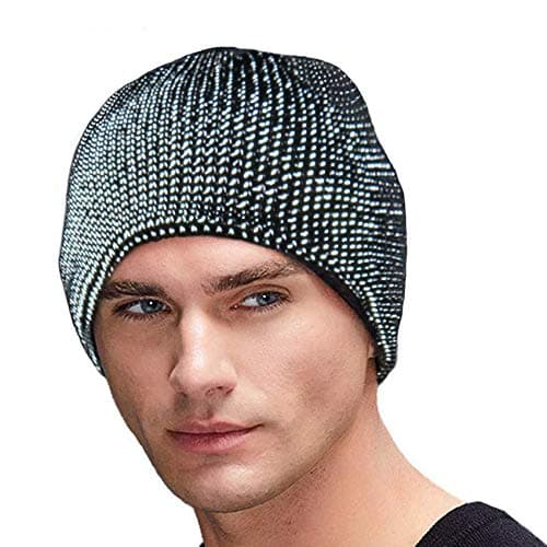 Oeyliz Reflective Beanie Winter Hat Men Women Reflective Hat Night Running Walking Winter Knit Black Beanie Hats