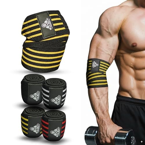 Elbow Wraps for Weightlifting Men (Pair), Stretchable 41" Elbow Compression Strap, Weightlifting Straps for Bench Press, Strength Training & Fitness Support, Elbows Straps for Golfer's Elbows & Tendonitis
