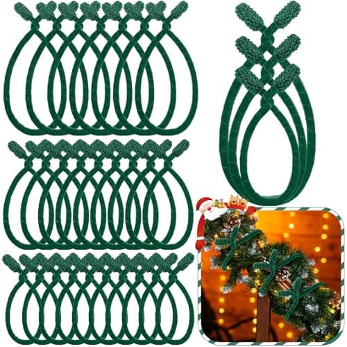 Zhengmy 24 Pcs 20'' 25'' 30'' Christmas Velvet Garland Ties Christmas Decorative Twist Ties for Banister Reusable and Flexible Wreath Twist for Xmas Home Decorations Holiday Craft Wrapping (Green)