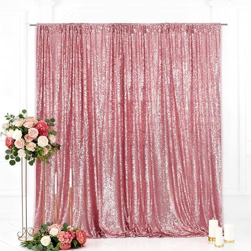 Eternal Beauty Fuchsia Pink Sequin Backdrop, 6x8 Ft Glitter Background Curtains for Shimmer Photography Party Wedding Birthday Back Drop Decor