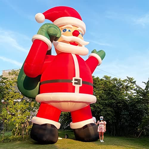 Giant 40Ft Premium Christmas Inflatable Santa Claus with Blower Blow up Christmas Decorations Outdoor Holiday Decor for Outdoor Yard Lawn Christmas Party (Without Build-in LED Lights)