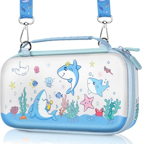 Gurgitat for Nintendo Switch 2 Carrying Case - Blue Shark Cute Kawaii Design with Handle and Strap for Switch 2 Travel Cases Portable Storage Carry Protective Hard Shell for Boys Teens Girls