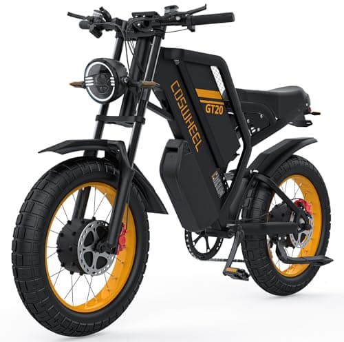 COSWHEEL GT20 Pro Electric Bike for Adults, Electric Motorcycle with Dual Motor 3000W, Up to 38MPH & 145 Miles, UL 2849 Certified E Bike for Adults, 48V 40AH Removable Battery Ebike