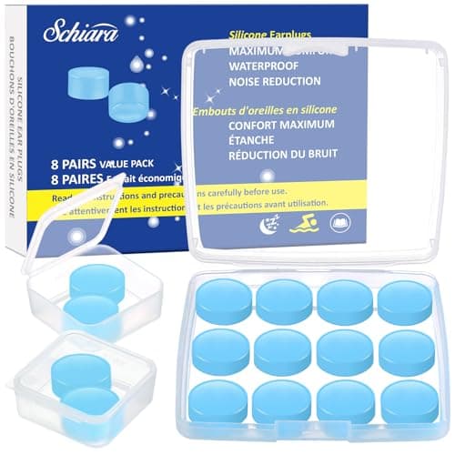 Ear Plugs for Sleeping, 16 Moldable Noise Cancelling Silicone Earplugs for Swimming, Snoring, Sleep and Studying, Blue