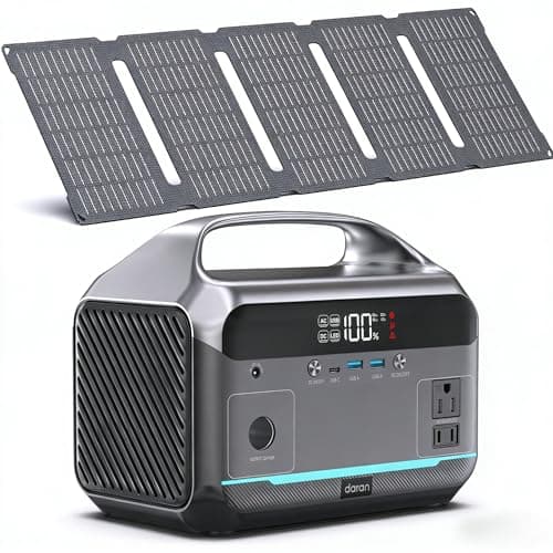 DARAN Portable Power Station with 40W Solar Panel Included, 288Wh (90,000mAh) LiFePO4 Battery, 350W (600W Peak), 7-Port Design, 2.1Hrs Fast Charing Solar Generators for Home, Outdoor Camping