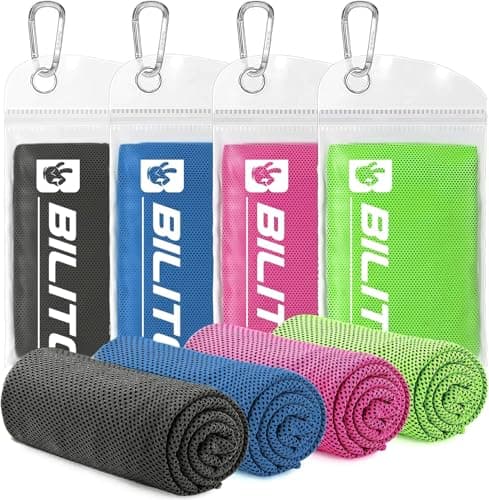 LSLCQW 4 Pack Cooling Towels (40"x12"), Cooling Towels for Neck and Face, Gym Towel for Working Out, Soft Breathable Microfiber Ice Towel for Yoga Sport Running Golf