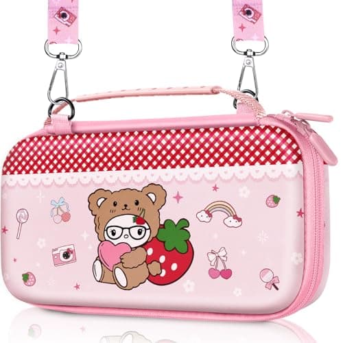 Gurgitat for Nintendo Switch 2 Carrying Case - Bear Cute Kawaii Design with Handle and Strap for Switch 2 2025 Travel Cases Portable Storage Carry Protective Hard Shell for Women Girls Boys Teens