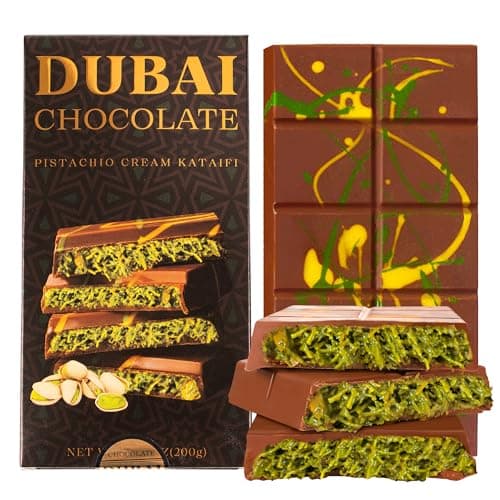 Zontixyrl Dubai Pistachio Chocolate Bar – Middle Eastern Indulgence Gourmet Dessert for Gifts, Celebrations & Chocolate Lovers, Rich Milk Chocolate with Premium Pistachio Cream and Crispy Kadayif, 7.05oz