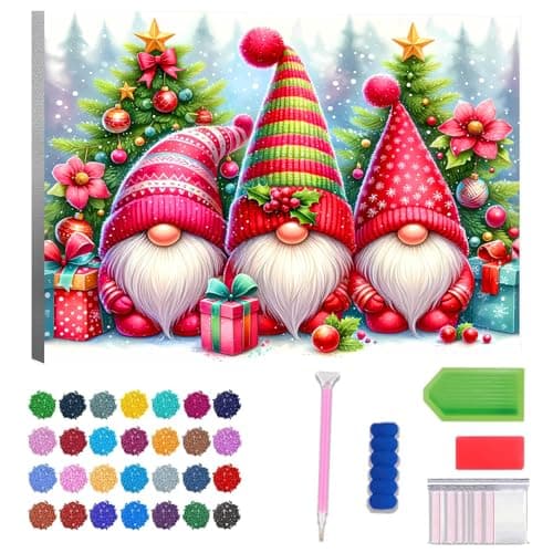 Lophomie Diamond Art Kits for Adults, 5D DIY Christmas Gnome Diamond Painting Kits for Adults Beginners, Diamond Dots Kits Gem Arts Crafts for Home Wall Decor 16x12 Inch